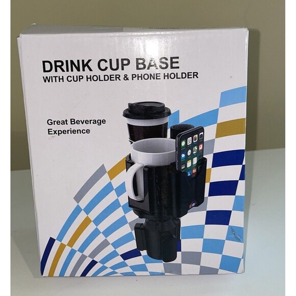 2 In 1 Car Cup Holder Expander Adjustable Base with Phone Holder Mount for Drink - Picture 1 of 4